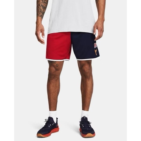 Under Armour Project Rock USA Flag Loose Basketball Shorts Size LARGE NWT $70.00 - Picture 9 of 11
